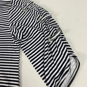 Anthonys Resort Wear Tunic Shirt‎ Womens Small Navy Stripe 3/4 Grommet Sleeve thumbnail 4