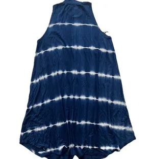 Vintage Ginger G Women’s Dress M Tie Dye Knee Length Mock Neck Summer Blue thumbnail 2