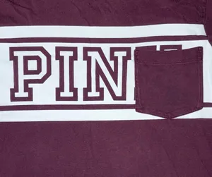 VS PINK Casual Logo Tee - Relaxed Crewneck T-Shirt Plum & White Colorblock thumbnail 2