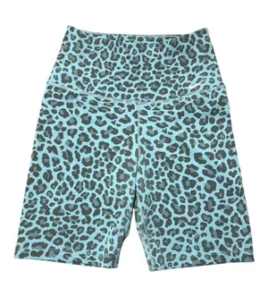 NIKE Blue Leopard Print High-Waist Bike Shorts thumbnail 1
