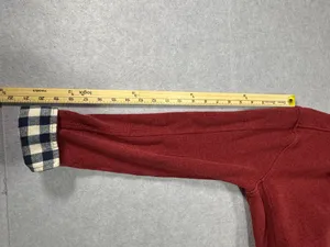 Orvis Quarter Zip Pullover Size M Red Gingham Ribbed Knit thumbnail 9