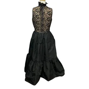Vintage Lillie Rubin Evening Gown XS-S Black Lace Taffeta‎ Romantic Victorian thumbnail 8