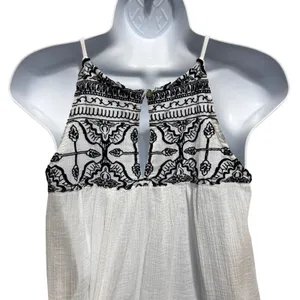 Abercrombie Fitch Women Babydoll Top M White Gauze‎ Embroidered Boho Festival thumbnail 5