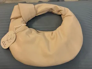 Melie Bianco Brand Soft Knot-Handle Shoulder Bag in Cream thumbnail 1