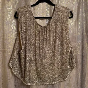 Free People Gold Sequin Lost In Your Light Tie Front Tank Top Small thumbnail 2