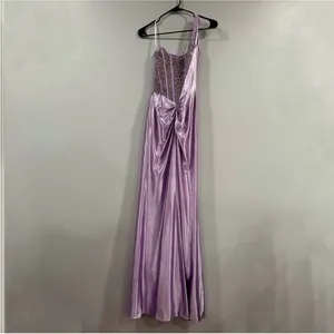 Sherri Hill 55367 Draped One Shoulder Gown Lilac Size 2 thumbnail 5