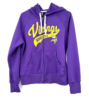 NFL Team Apparel Size‎ Large Jacket Vikings Purple Zip Up Hoodie Outerwear thumbnail 1