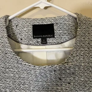 Banana‎ Republic Tweed Jacket Fringed Gray White Luxury Cocktail Office Womens 4 thumbnail 4