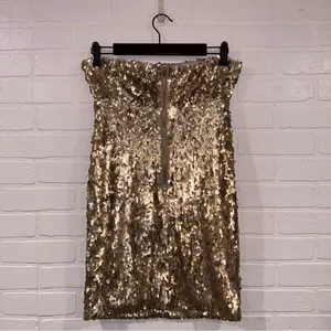 Sparkle & Fade Gold Sequin Strapless Party Dress thumbnail 5