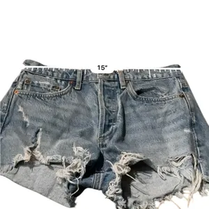 Agolde Parker Vintage Cut Off Distressed Shorts in Swapmeet‎ Light Wash Sz 25 thumbnail 10