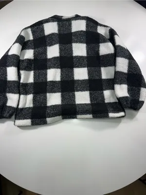 LOFT Black & White Buffalo Check Teddy Pullover Jacket thumbnail 9