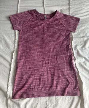 Pink Striped Athleta Athletic Short Sleeve thumbnail 1