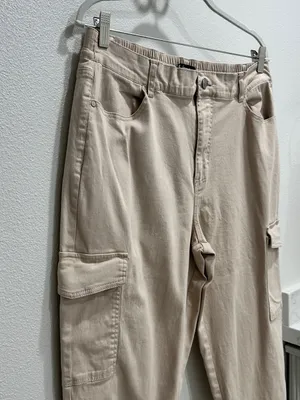 d. jeans Beige Cargo Joggers with Elastic Cuffs thumbnail 3