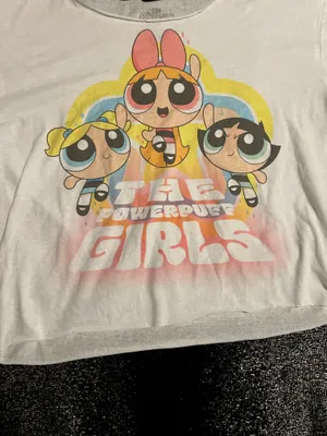 Womens large Powerpuff Girls short sleeve cropped Tshirt thumbnail 3