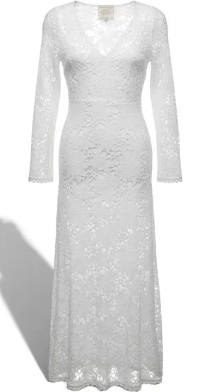 Johnny Was Dress Womens XS Jade White Floral Lace Long Sleeve Maxi * thumbnail 1
