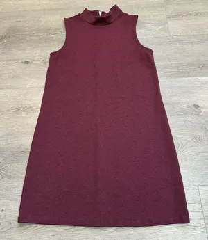 Adrienne Vittadini Women's Size 8 Sleeveless‎ Dress Maroon High Neck Swing thumbnail 1
