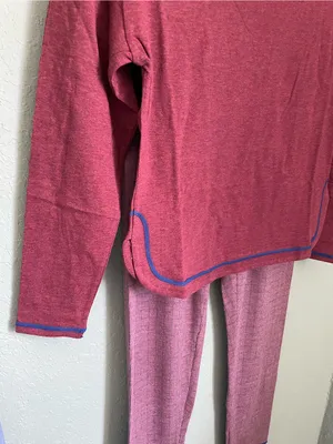 New Free People Thermal Lounge Set Henley Gorpcore Cabin Long Sleeve Maroon XS thumbnail 3