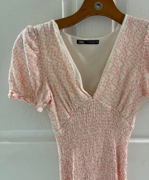 ZARA Ruched Dress Mini Floral thumbnail 1