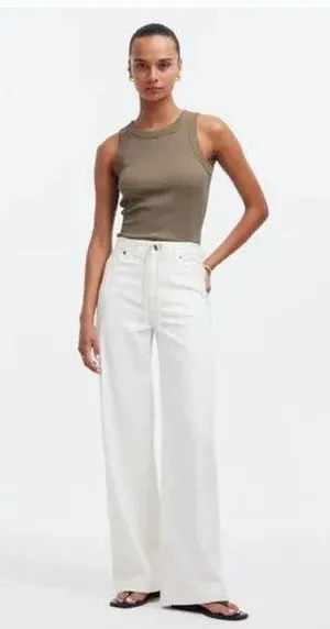 NWT Madewell Drawstring High Waist Superwide Leg Jeans (Vintage Canvas) thumbnail 1