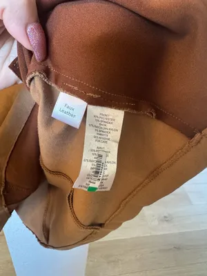 T Tahari Faux Suede Peplum Sleeveless Top Brown thumbnail 3