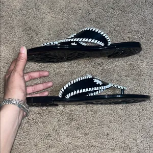 Jack‎ Rogers Bahamas Navajo Jack’s Jelly Sandals Whipstitch Black White 9 thumbnail 4