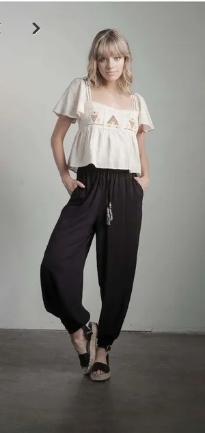 Coco + Jaimeson Embroidered crop top thumbnail 1