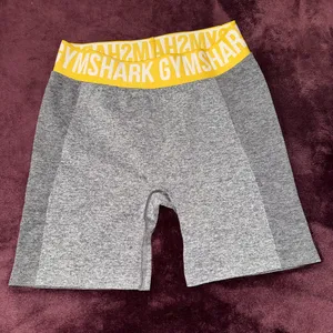 Gymshark Heather Gray Shorts with Yellow Waistband thumbnail 1