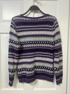 croft & barrow Purple and Cream Fair Isle V-Neck Sweater thumbnail 2