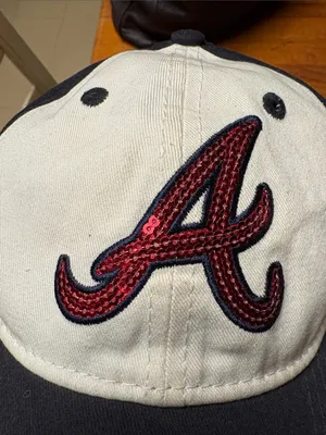 Braves Black and Cream Baseball Hat with Red 'A' sequined Patch thumbnail 6