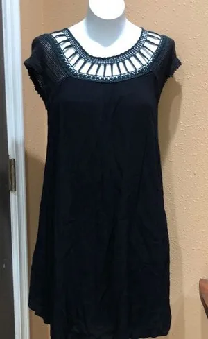 Free people black short sleeve dress thumbnail 1
