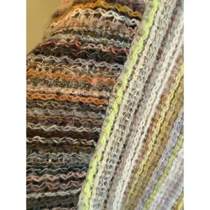 Multi Color Striped Knit Poncho Fringe One Size boho cozy fringe colorful retro thumbnail 6