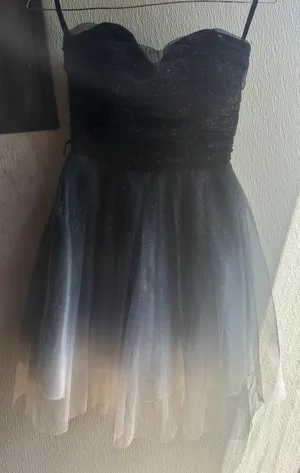 Strapless black & silver mini dress thumbnail 1