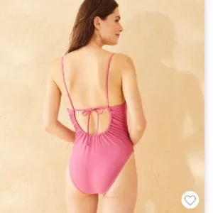 Shade & Shore Pink One-Piece Swimsuit with pearls open back high leg cheeky XS thumbnail 2