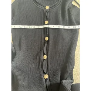 Zara Black Dress L Bodycon Work Long sleeve Preppy Ribbed Fitted Professional thumbnail 7