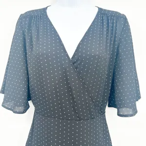 Lulus‎ Womens Farah Black Polka Dot Print Parisian Chic Midi Wrap Dress Size S thumbnail 4