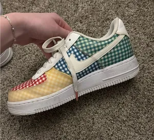 Nike Air Force 1 Gingham Pack Multicolor Sneakers Size 8 thumbnail 1