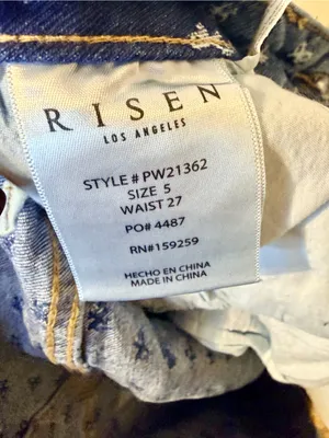 Risen Jeans 5/27 Wide Leg Blue Denim White Bow Embroidery NWT thumbnail 9