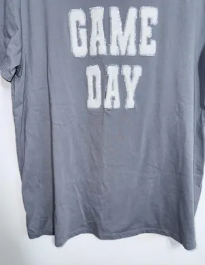 Maurices Game Day Oversized Fit Graphic Tee Gray Sequins Chenille thumbnail 6