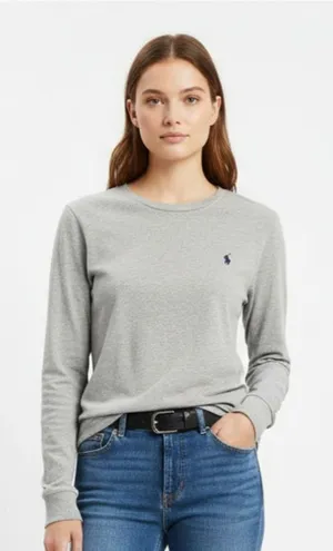 Ralph Lauren Polo Gray Long Sleeve Crew Neck Tee T Shirt Top L thumbnail 1