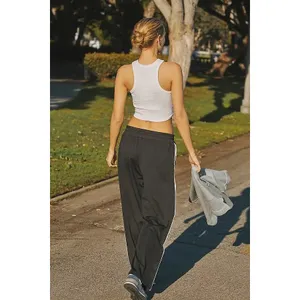 Daily Practice Anthropologie Side Stripe Track Pants XS Black Wide Leg Pull On thumbnail 2