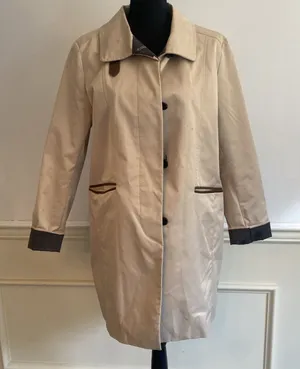 Cole Haan Coat Womens Large Beige Pockets Button Front Casual Jacket Collared thumbnail 1