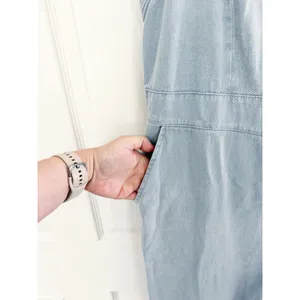 Baltic Born Madison Light Wash Denim Jumpsuit Ruffle Wide Leg Cottagecore XL thumbnail 5