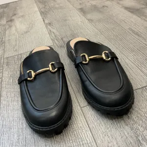 Sincerely Jules Ragu Black Lug Sole Horsebit Mule Loafers Womens 9M thumbnail 2