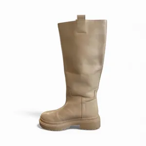 Cream Knee-High Minimalist Leather Boots by H&M Premium Chunky Rubber Sole size 8 thumbnail 4