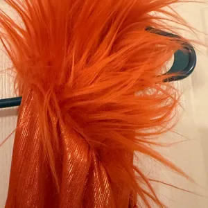 Loragal Shiny Orange with faux fur on the shoulders Dress! NWT! thumbnail 5