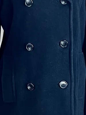 Anne Klein Wool Blend Peacoat Double Breasted Black Classic Style S Preppy thumbnail 4