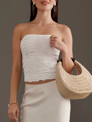 Anthropologie White Ruched Tube Top thumbnail 1
