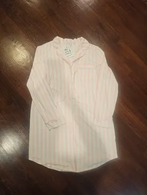 Charter Club Pink Striped Button-Down Nightshirt thumbnail 4