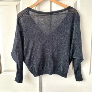 Free People black glitter button cardigan thumbnail 3