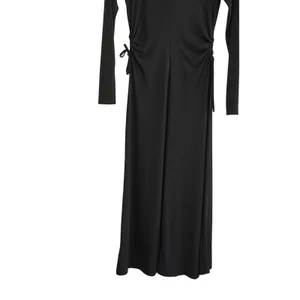 Mango MNG Black Long Sleeve Ruched Side Midi Dress‎ Womens Size XS NEW Chic Goth thumbnail 3